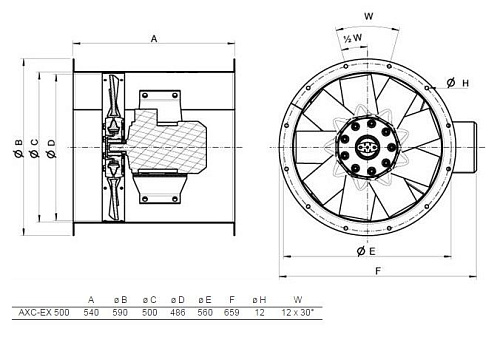 Systemair AXC-EX 500-9/26°-2 Systemair AXC-EX 500-9/26°-2